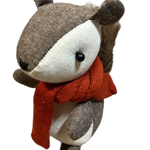 Tweed Plush Squirrel 8 1/2" High Cute Scarf Furry Tail - Picture 11 of 12